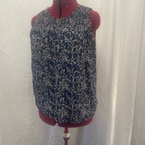 Reitmans Navy and White Patterned Blouse